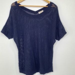 Ann Taylor Loft Navy Blue Waffle Knit Sweater